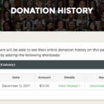 Give Donation History page with Downloadable Receipt