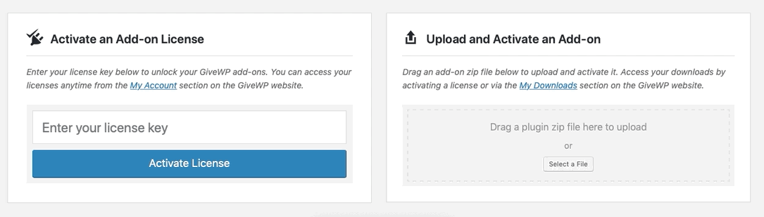 cursor drags and drops a file onto the upload box, then clicks to activate the add-on.
