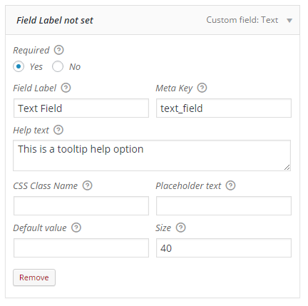 Form Field Manager text field