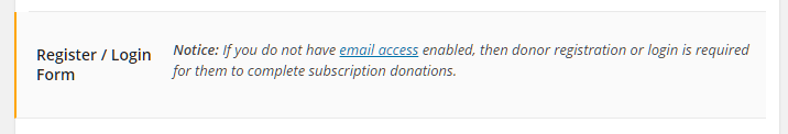 Notice Admins see if they choose a recurring form without enabling Email Access