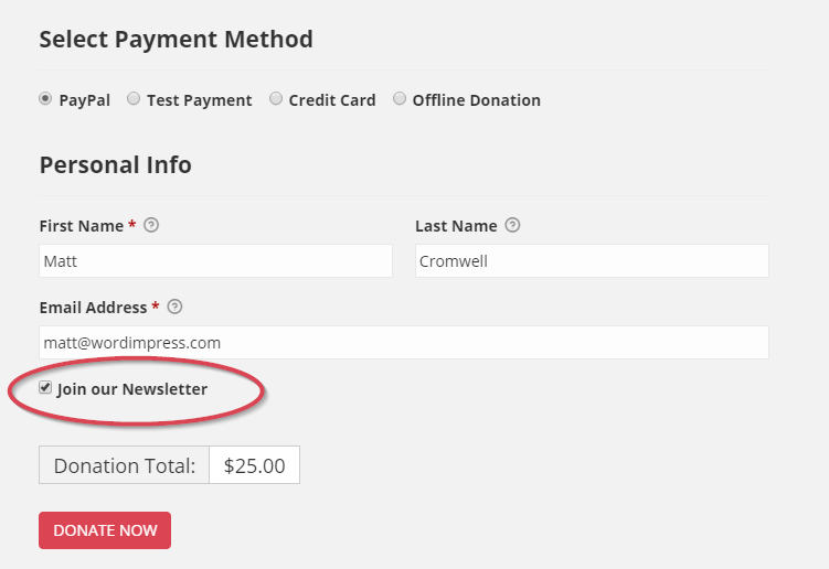 The AWeber Donation Form Opt-in Checkbox