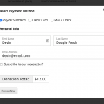 A donation form with specific payment gateways enabled