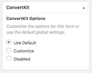 The ConvertKit Form Edit Screen Metabox