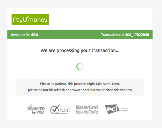 transaction processing screenshot
