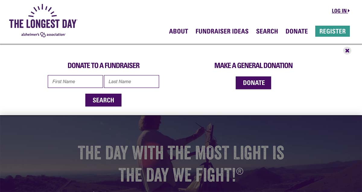 The Alzheimer's Association fundraising campaign, Longest Day, has a few places where you can donate. Their donation button is clearly labeled, "donate."