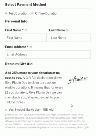 Donors are presented with the option to opt-in to Gift Aid with the option to learn more
