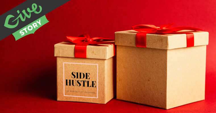 Side Hustle Charity Raffle Featured Image: Gift boxes