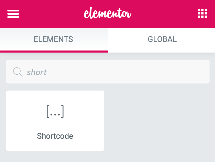 The Elementor Shortcode module looks similar to the Gutenberg shortcode block.