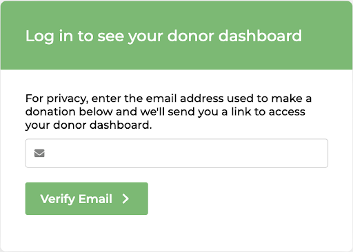 The login screen for the donor dashboard.