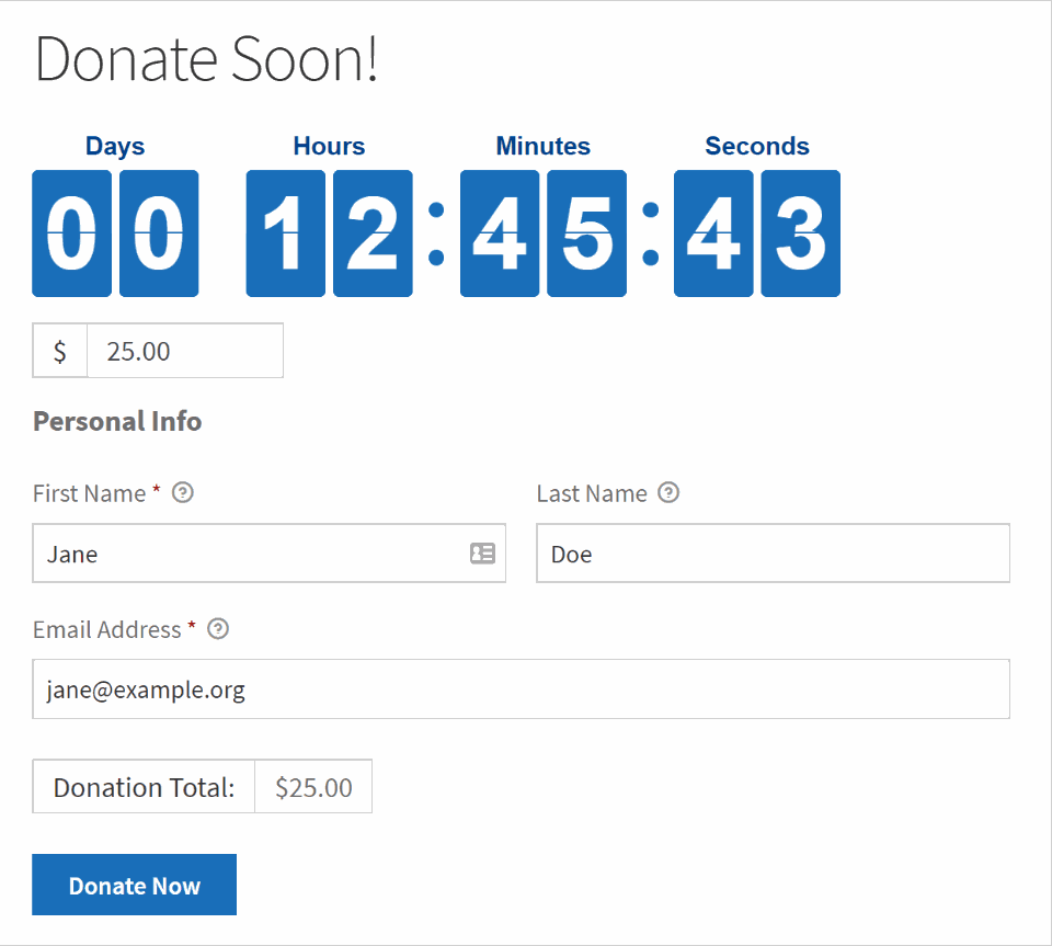 Animated preview of the countdown clock over a form.