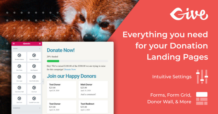 GiveWP Donation Widgets for Elementor: Everything you need for your Donation landing Pages.
