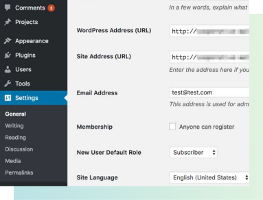 The WordPress admin settings panel is important for first-time users to get used to.