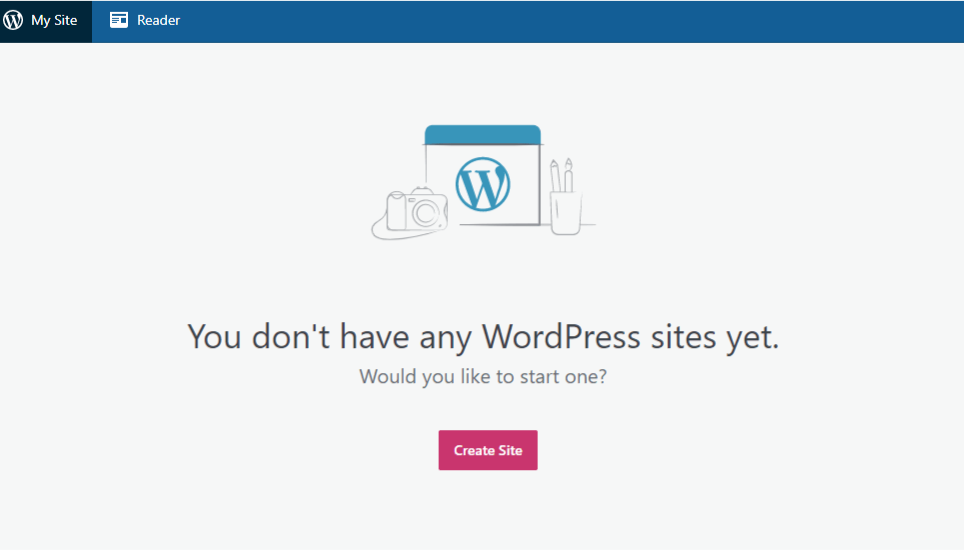 If you don't have any WordPress sites yet, you will be asked to create a website.