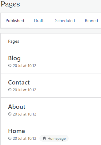 Your main menu might include blog, contact, about, and home.