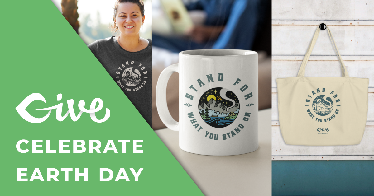 Celebrate Earth Day with a GiveWP mug, tote, tee, or hoodie.