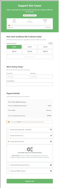 Classic donation form template