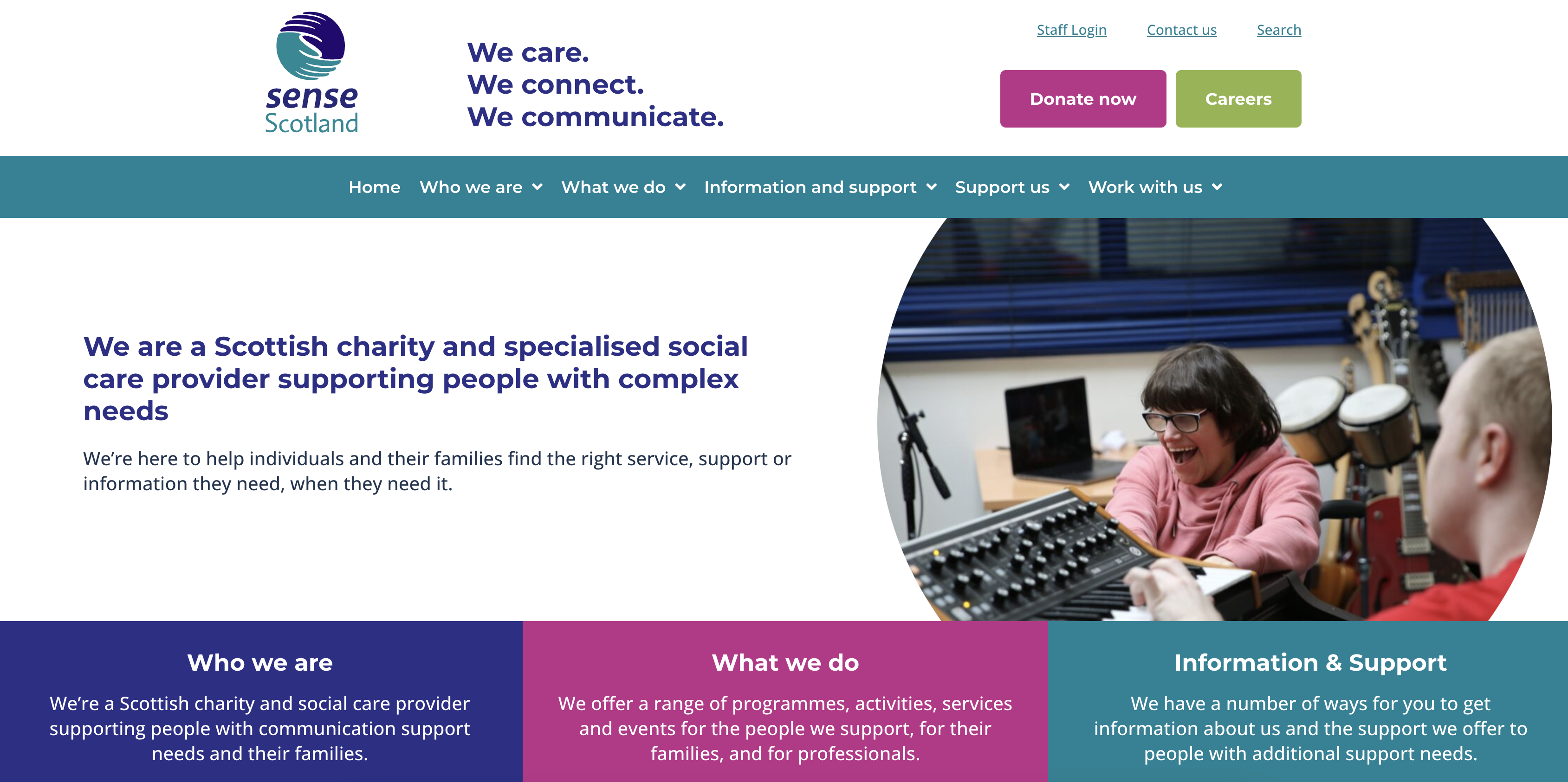 Sense Scotland website home page