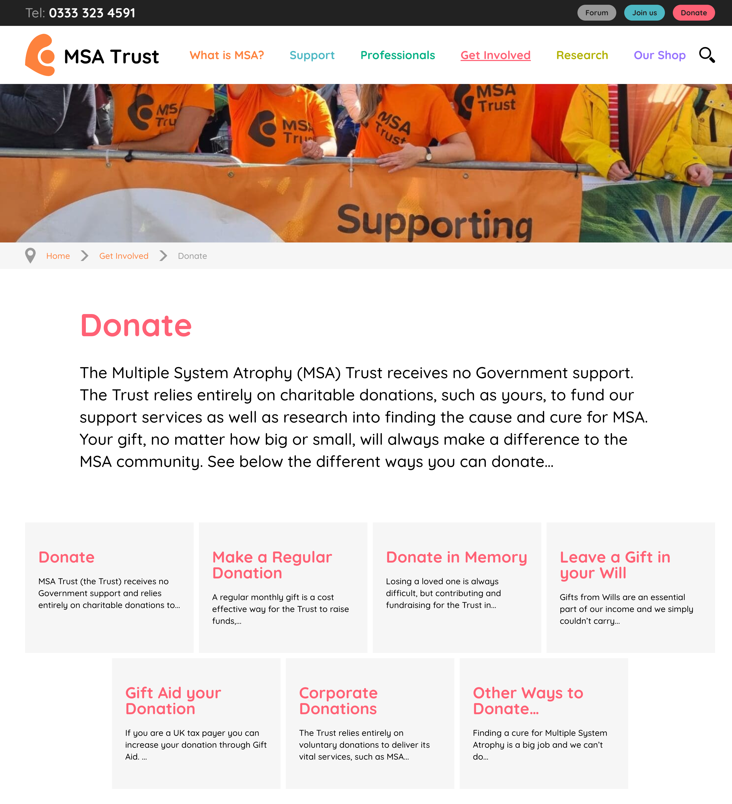MSA Trust Main Donation Page