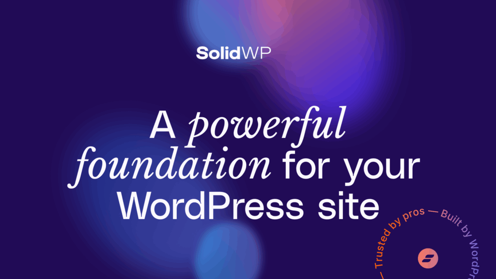  SolidWP promotional graphic with tagline &ldquo;A powerful foundation for your WordPress site,&rdquo; emphasizing security and backup solutions for nonprofit websites.