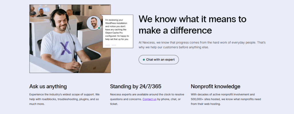 Nexcess offers 24/7 support