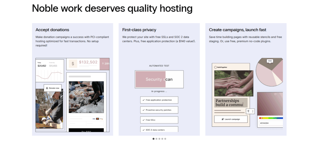 Nexcess offers help with donations, campaigns, and privacy