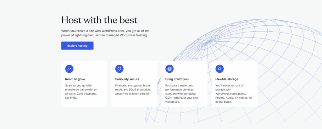 Wordpress.com hosting delivers room to grow, flexible storage, and more