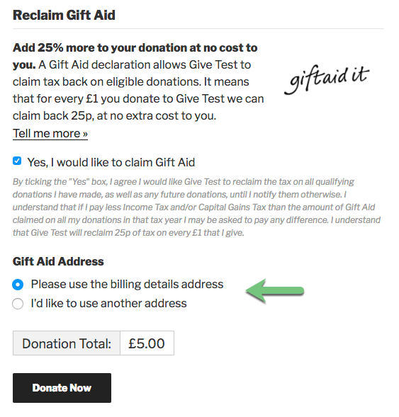 Gift Aid intelligent address detection