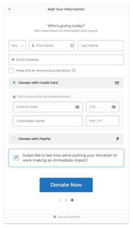 An ActiveCampaign opt-in within the GiveWP donation form