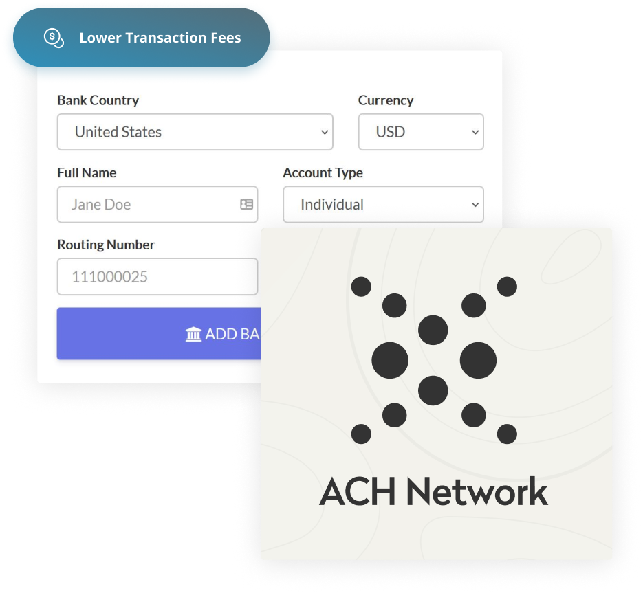 Stripe includes ACH Network for ACH payments.